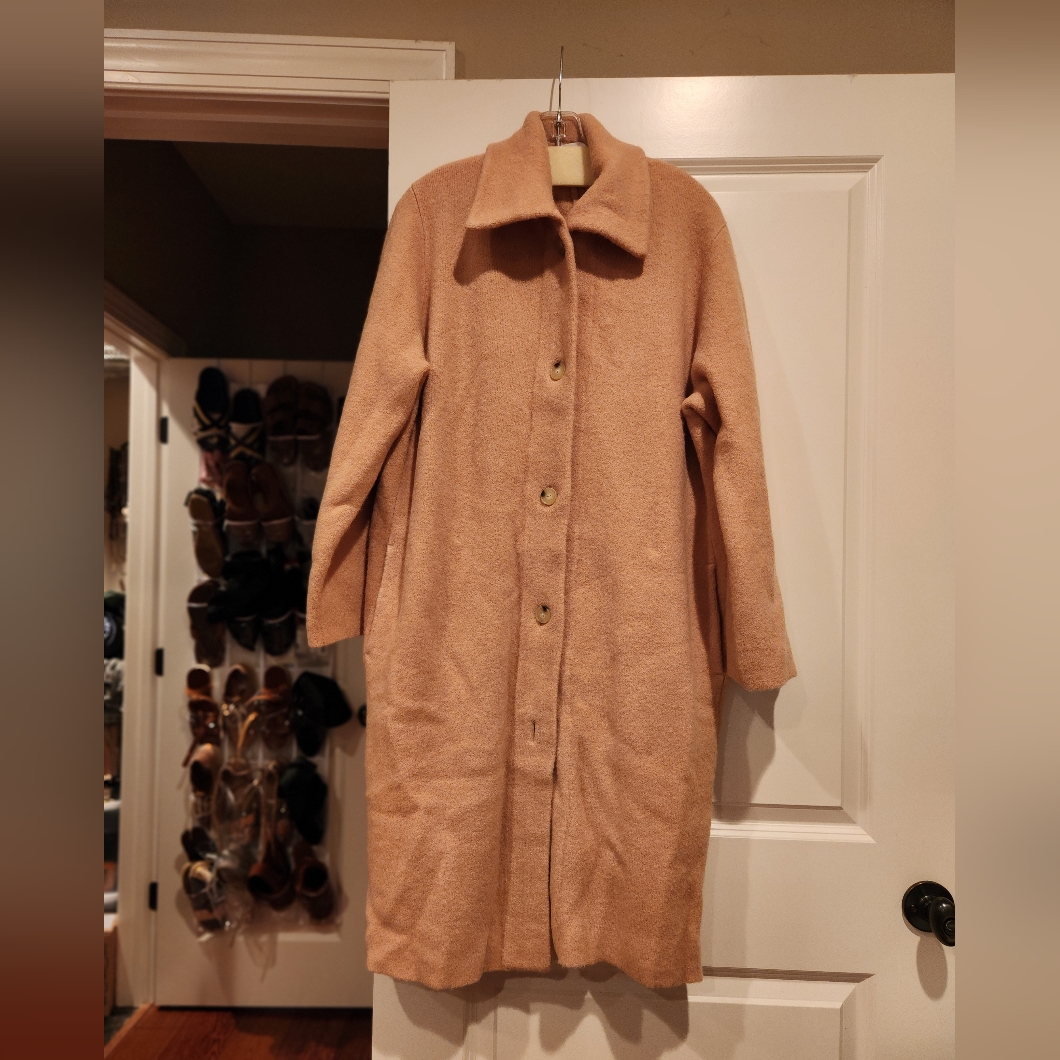 Vince Women's Collar-Cartigan Coat Xl, Tan